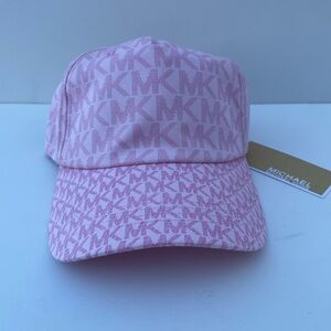 Michael Kors MK Logo Printed Baseball Cap Adjustable Strap Hat Pink NWT